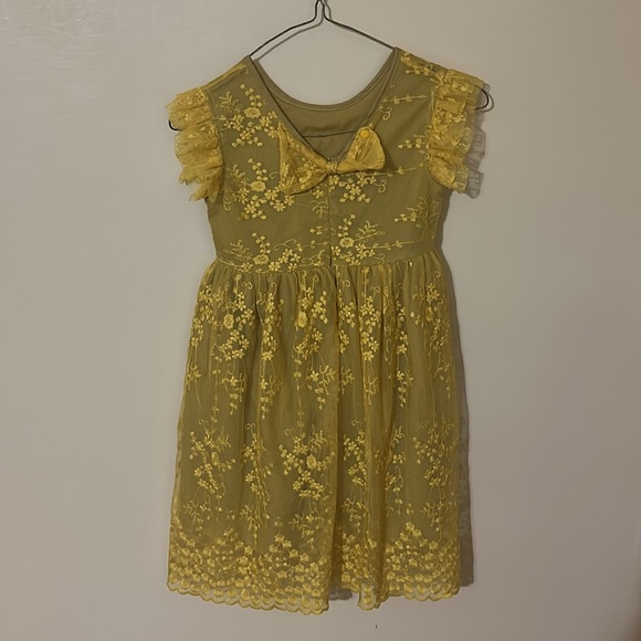 NNJXD Yellow Floral Kids Dress 7/8 - Picture 3 of 3